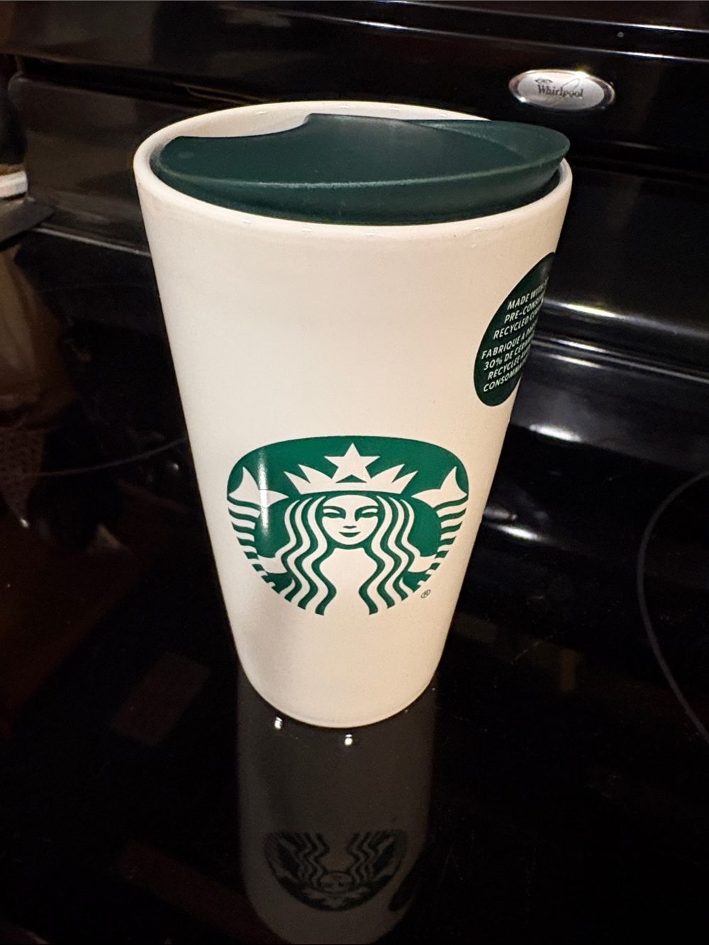 Reusable ceramic Starbucks tumbler with lid. New.